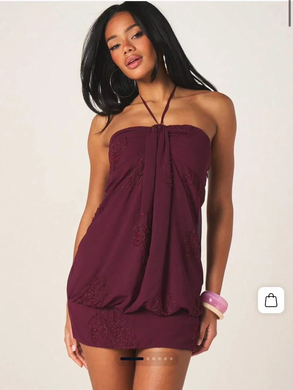 Missguided Sequin Embellished Halter Bodycon Mini Dress